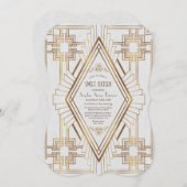 Glam Gold und White Great Gatsby Sweet 16 Einladung (Vorne/Hinten)