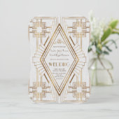 Glam Gold und White Great Gatsby Wedding Einladung (Stehend Vorderseite)
