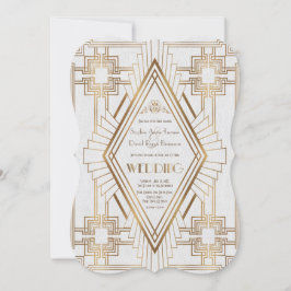 Glam Gold und White Great Gatsby Wedding Einladung