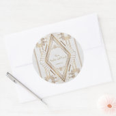 Glam Gold und White Great Gatsby Wedding Runder Aufkleber (Umschlag)