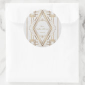 Glam Gold und White Great Gatsby Wedding Runder Aufkleber (Tasche)