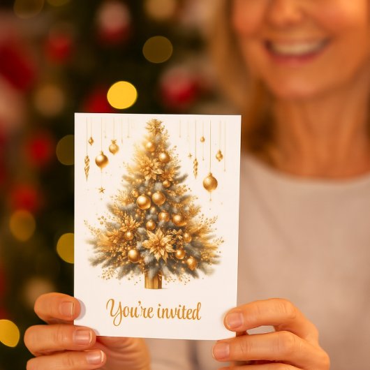 Glam Gold Weihnachts-Glamouröse Feierparty Einladung