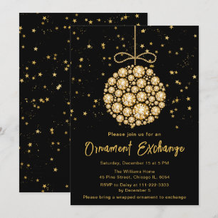 Glam Gold Weihnachtsschmuck-Tausch Einladung