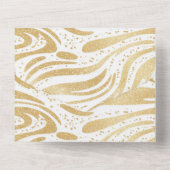 Glam Gold White Abstrakt Wirbel Hochzeit All In One Einladung (Rückseite)