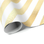 Glam Gold White Diagonal Strip Geschenkpapier (Rolleneckpunkt)