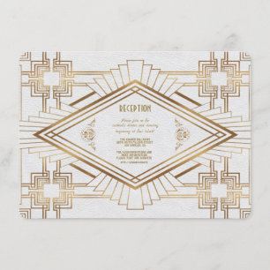 Glam Gold White Great Gatsby Hochzeitsempfang Einladung