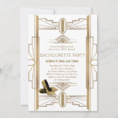 Glam Gold White Great Gatsby Junggeselinnen-Abschi Einladung (Vorderseite)