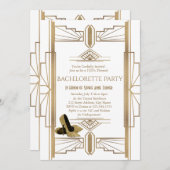 Glam Gold White Great Gatsby Junggeselinnen-Abschi Einladung (Vorne/Hinten)