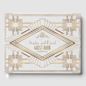 Glam Gold White Great Gatsby Wedding Gästebuch (Vorderseite)