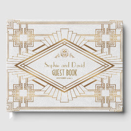 Glam Gold White Great Gatsby Wedding Gästebuch