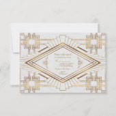 Glam Gold White Great Gatsby Wedding RSVP (Vorderseite)