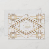 Glam Gold White Great Gatsby Wedding RSVP (Vorne/Hinten)