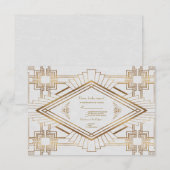 Glam Gold White Great Gatsby Wedding RSVP Karte (Vorne/Hinten)