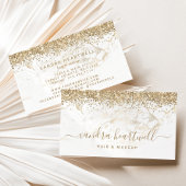 Glam Gold White Marble Glitzer Script Visitenkarte