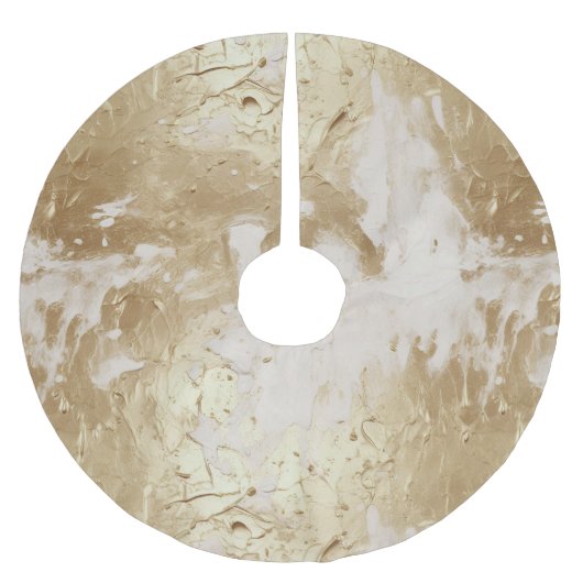 Glam Gold White Paint (Look) Polyester Weihnachtsbaumdecke (Vorderseite)