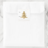 Glam Gold White Sparkle Weihnachtsbaum Quadratischer Aufkleber (Tasche)
