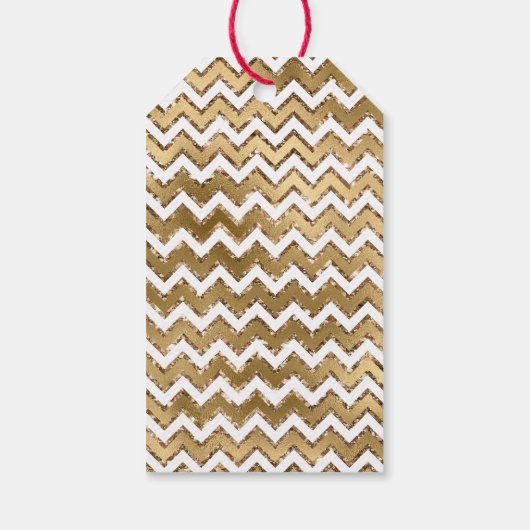 Glam Gold White Zigzag Streifen Geschenkanhänger (Rückseite)