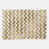Glam Gold White Zigzag Streifen Geschirrtuch (Horizontal)