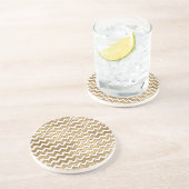 Glam Gold White Zigzag Streifen Getränkeuntersetzer (Seite)