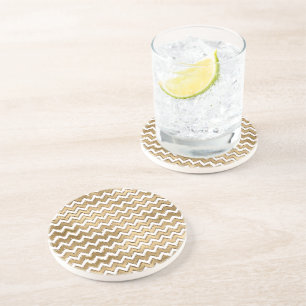 Glam Gold White Zigzag Streifen Getränkeuntersetzer