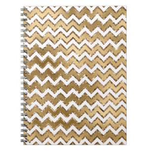 Glam Gold White Zigzag Streifen Notizblock