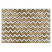 Glam Gold White Zigzag Streifen Schneidebrett (Vorderseite)