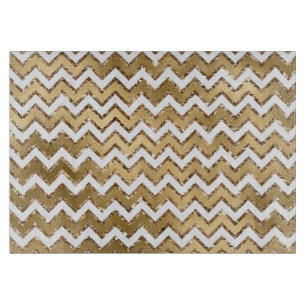 Glam Gold White Zigzag Streifen Schneidebrett