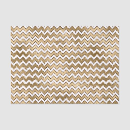 Glam Gold White Zigzag Streifen Seidenpapier (Vorderseite)
