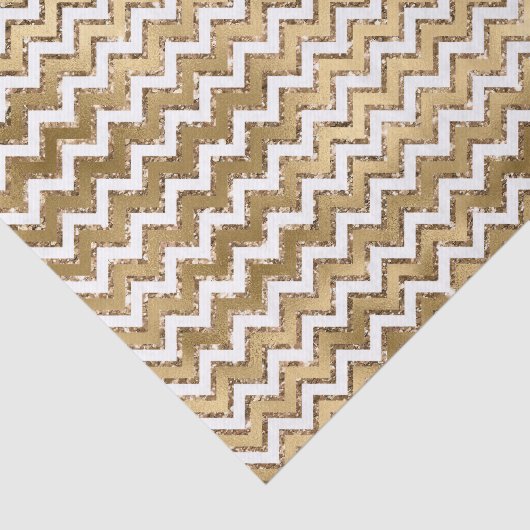 Glam Gold White Zigzag Streifen Seidenpapier (Ausschnitt)