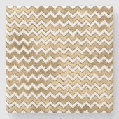 Glam Gold White Zigzag Streifen Steinuntersetzer (Vorderseite)