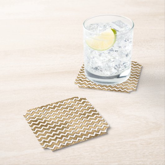 Glam Gold White Zigzag Streifen Untersetzer (Vor Ort)