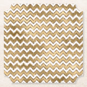 Glam Gold White Zigzag Streifen Untersetzer (Vorderseite)