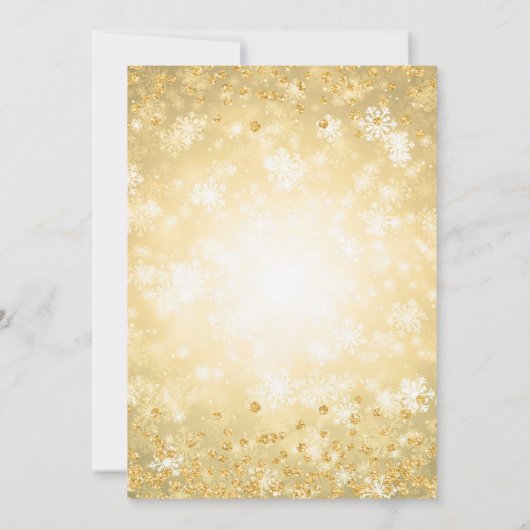 Glam Gold Winter Snowflake Company Green Ribbon Einladung (Rückseite)