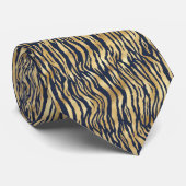 Glam Gold Zebra Print Navy Blue Krawatte (Gerollt)