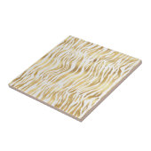 Glam Gold Zebra Print White Fliese (Seite)