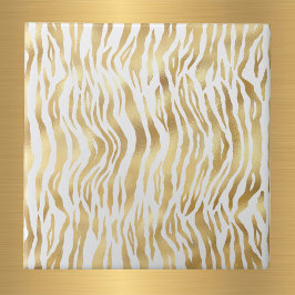 Glam Gold Zebra Print White Fliese