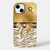 Glam Gold Zebra Stripe Mit Monogramm Case-Mate iPhone Hülle (Rückseite)