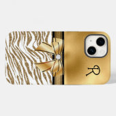 Glam Gold Zebra Stripe Mit Monogramm Case-Mate iPhone Hülle (Rückseite (Horizontal))
