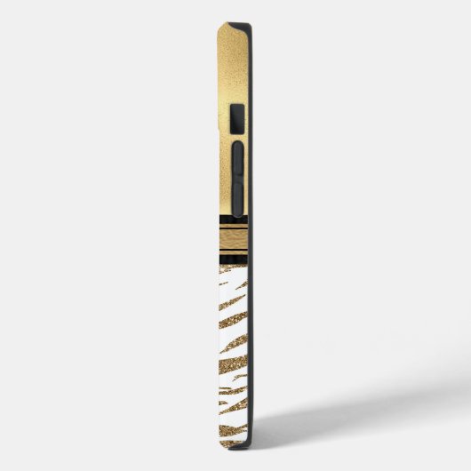 Glam Gold Zebra Stripe Mit Monogramm Case-Mate iPhone Hülle (Rückseite / Links)