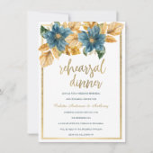 Glam goldblauer Probe Abendessen Einladung (Vorderseite)