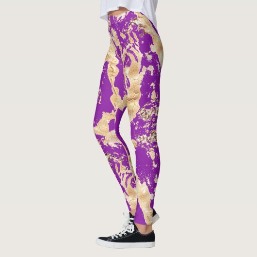 Glam Golden marble pattern over Purple Leggings (Links)