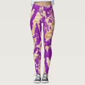 Glam Golden marble pattern over Purple Leggings (Vorderseite)