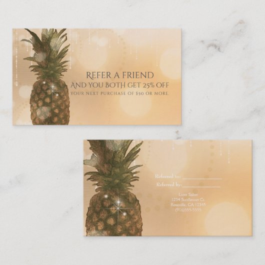 Glam Golden Pineape Wählen Sie eine andere Ansicht Empfehlungskarte (Vorne/Hinten)