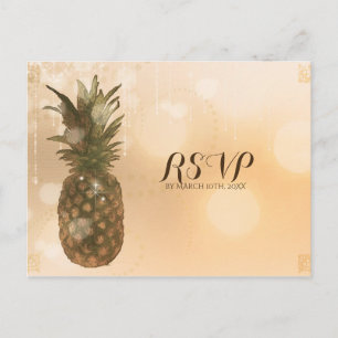 Glam Golden Pineaple Elegante Hochzeit UAWG Einladungspostkarte