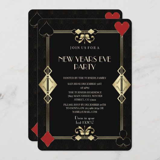 Glam Golden Traumstrecke Airolo - Gletsch Party Einladung (Vorne/Hinten)