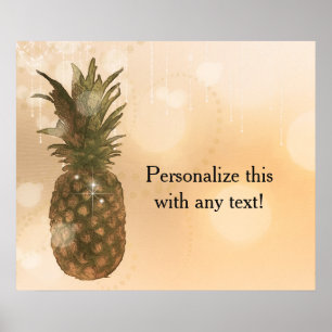 Glam Goldener Ananas Elegante Party-Banner-Kunst Poster