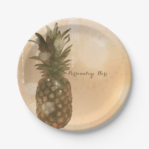 Glam Goldener Ananas Elegante Tropical Party Pappteller