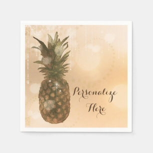 Glam Goldener Ananas Elegante Tropische Party Serviette