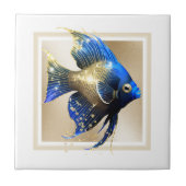 Glam Goldengel Fisch Blaues Meerwasserriff Fliese (Vorderseite)