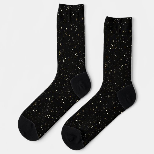 Glam goldfarbener Glitzer und Glitzern auf schwarz Socken (Linkes Detail)